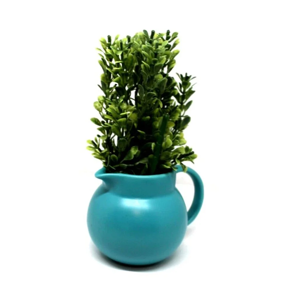 Corelle Coordinates Stoneware Pitcher/Vase Turquoise Blue 2.5